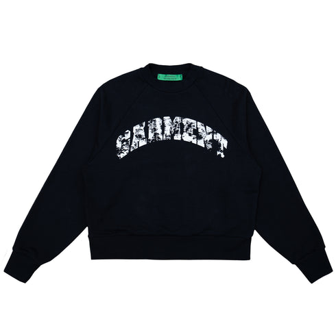 Chaos Black Distressed Arch Logo Crewneck